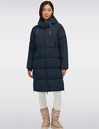 Sleek Slim Fit Quilted Long Puffer Coat with Detachable Hood by Pajar