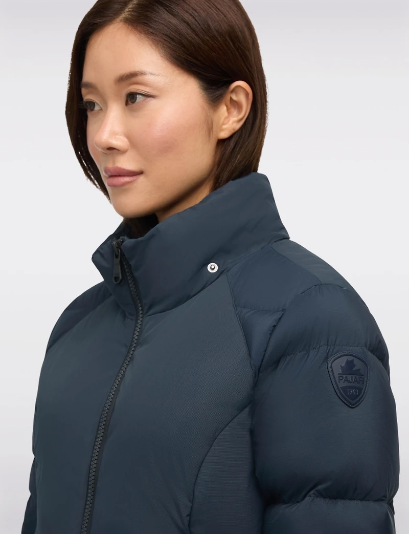 Sleek Slim Fit Quilted Long Puffer Coat with Detachable Hood by Pajar