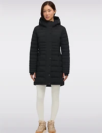 Lightweight Mid-length Quilted Puffer Coat Detachable Hood Rounded Hem by Pajar