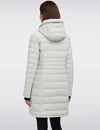 Lightweight Mid-length Quilted Puffer Coat Detachable Hood Rounded Hem by Pajar