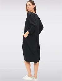 Three-Quarter Sleeve Chic Cotton Maxi Dress with Pockets & Necklace by Froccella