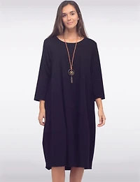 Chic Cotton Short Sleeve Maxi Dress with Necklace & Hidden Pockets by Froccella