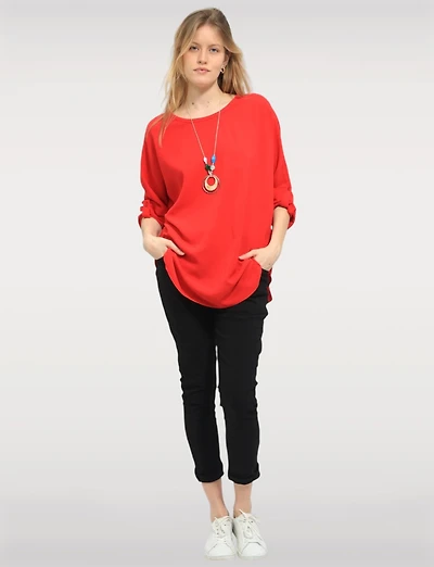 Boho-Chic Adjustable Long Sleeve Draped Tunic with Necklace by Froccella