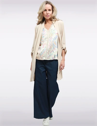 Elegant Long Crinkle Cardigan with Draped Front Adjustable Sleeves by Froccella