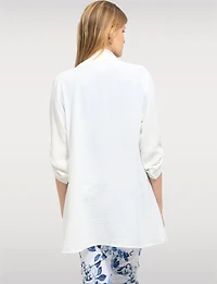Elegant Long Crinkle Cardigan with Draped Front Adjustable Sleeves by Froccella