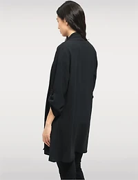 Elegant Long Crinkle Cardigan with Draped Front Adjustable Sleeves by Froccella