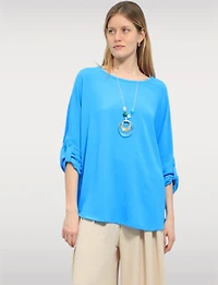 Lightweight Wide-Leg Pull-On Stretch Pants with Raffia Buckle Belt by Froccella