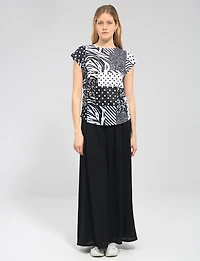 Lightweight Wide-Leg Pull-On Stretch Pants with Raffia Buckle Belt by Froccella