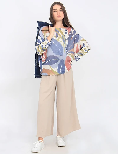 Chic Crinkle Draped Wide-Leg Pull-On Pants with Elastic Waistband by Froccella