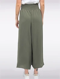Chic Crinkle Draped Wide-Leg Pull-On Pants with Elastic Waistband by Froccella