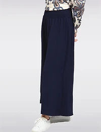 Chic Crinkle Draped Wide-Leg Pull-On Pants with Elastic Waistband by Froccella