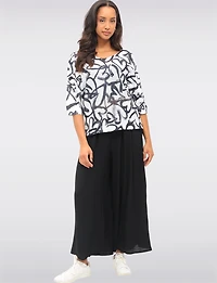 Chic Crinkle Draped Wide-Leg Pull-On Pants with Elastic Waistband by Froccella