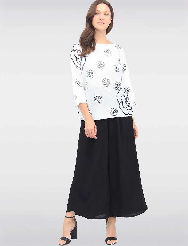 Chic Crinkle Draped Wide-Leg Pull-On Pants with Elastic Waistband by Froccella