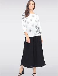 Chic Crinkle Draped Wide-Leg Pull-On Pants with Elastic Waistband by Froccella