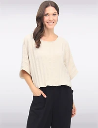 Elegant Lightweight Pleated Dolman Sleeve Top with Elastic Hem by Froccella