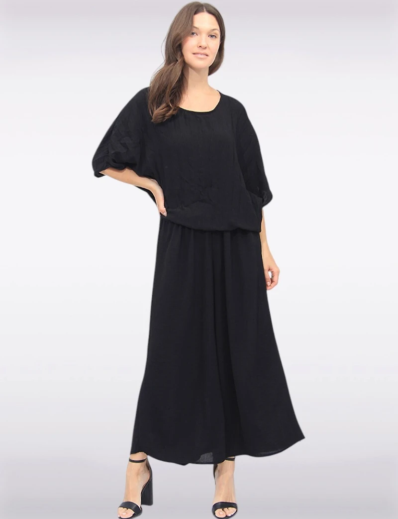 Elegant Lightweight Pleated Dolman Sleeve Top with Elastic Hem by Froccella