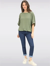Elegant Lightweight Pleated Dolman Sleeve Top with Elastic Hem by Froccella