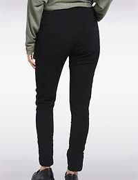 Crinkled Solid Stretch Slim Fit Drawstring Waist Pants by Froccella