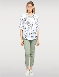 Slim-Fit Crinkled Stretch Pants with Stud Detail & Drawstring Waist by Froccella
