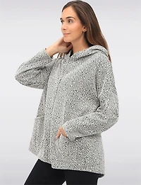 Versatile Zip-Front Soft Chenille Hoodie with Patch Pockets by Froccella