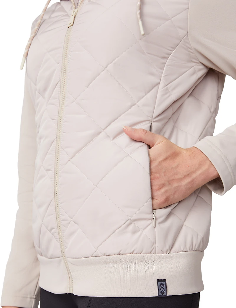 Hybrid Quilted Jacket with Hood - High Collar Slim Short Fit by Free Country