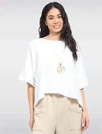 Lightweight Short Sleeve Pullover Knit Sweater | Loose Cropped Fit by Froccella