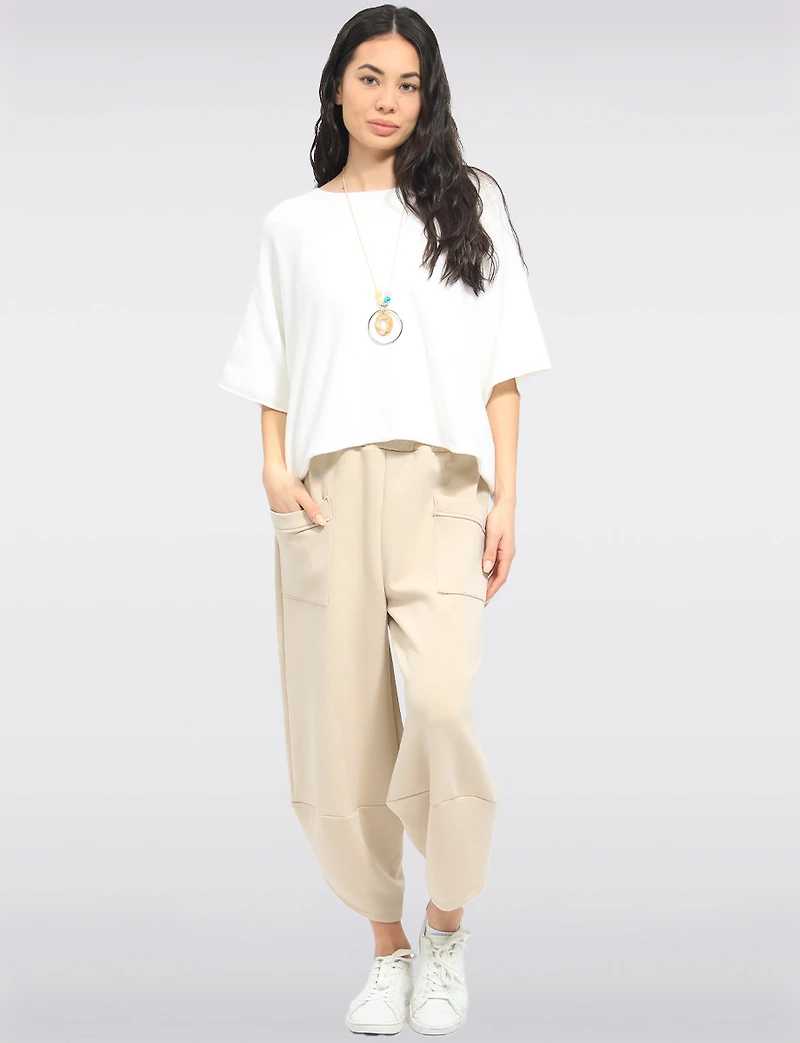 Lightweight Short Sleeve Pullover Knit Sweater | Loose Cropped Fit by Froccella