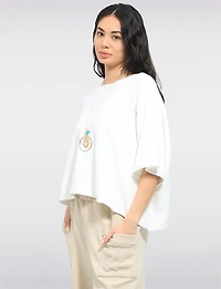 Lightweight Short Sleeve Pullover Knit Sweater | Loose Cropped Fit by Froccella