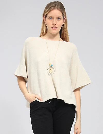 Lightweight Short Sleeve Pullover Knit Sweater | Loose Cropped Fit by Froccella