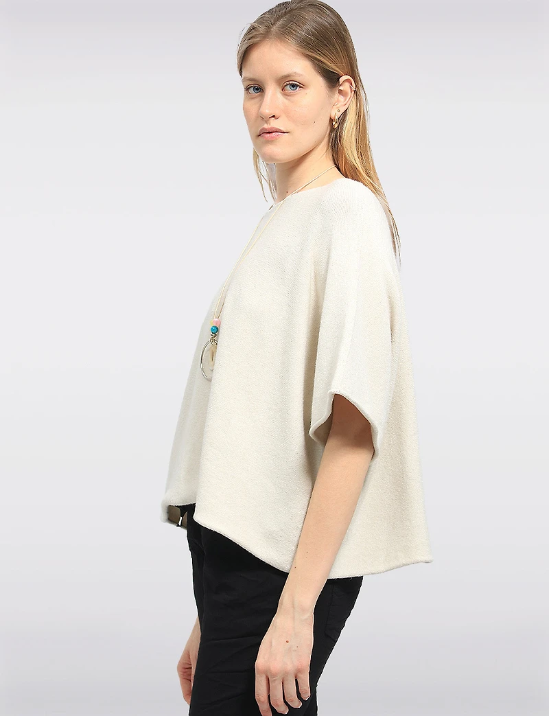 Lightweight Short Sleeve Pullover Knit Sweater | Loose Cropped Fit by Froccella