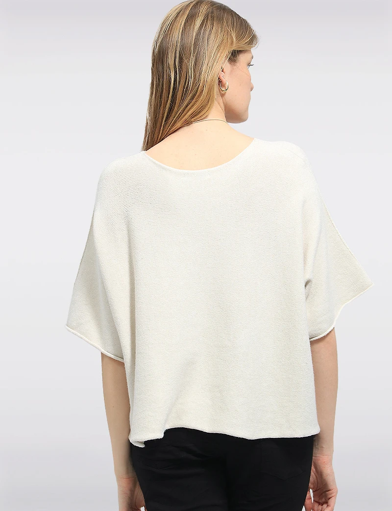 Lightweight Short Sleeve Pullover Knit Sweater | Loose Cropped Fit by Froccella