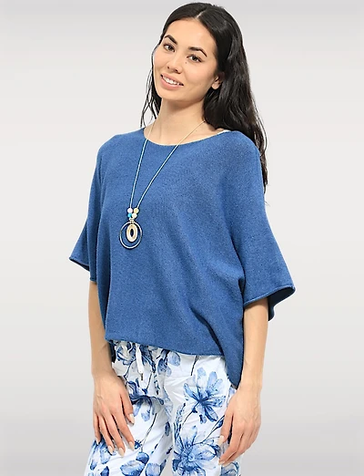 Lightweight Short Sleeve Pullover Knit Sweater | Loose Cropped Fit by Froccella