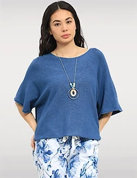 Lightweight Short Sleeve Pullover Knit Sweater | Loose Cropped Fit by Froccella