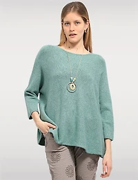 Lightweight Soft Knit Long Sleeve Pullover Sweater with Necklace by Froccella