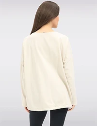 Long-Sleeve Butterfly Embroidered Top with Sequins & Drawstring Hem by Froccella