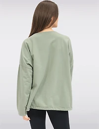 Long-Sleeve Butterfly Embroidered Top with Sequins & Drawstring Hem by Froccella
