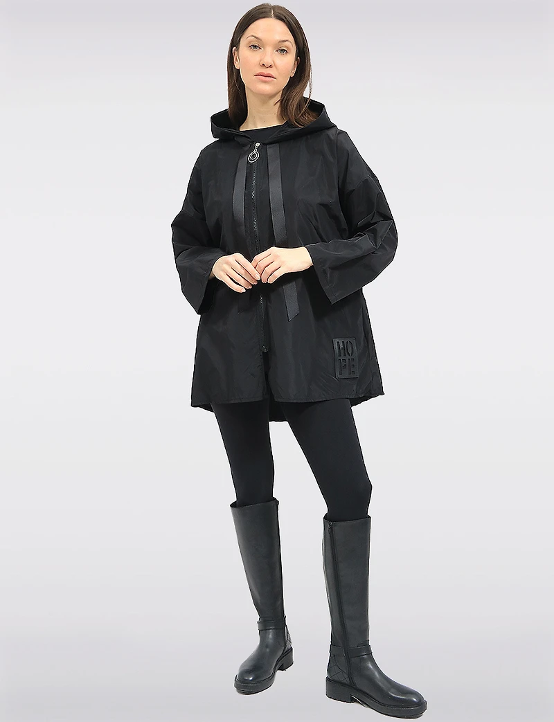 Loose Fit Short Ultralight Windshell Hood Ribbon Drawstring Jacket by Froccella