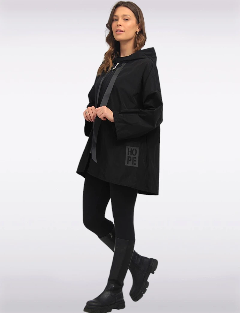 Loose Fit Short Ultralight Windshell Hood Ribbon Drawstring Jacket by Froccella