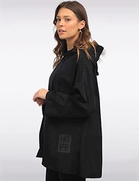 Loose Fit Short Ultralight Windshell Hood Ribbon Drawstring Jacket by Froccella