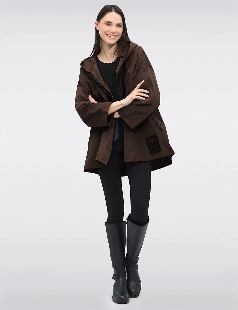 Loose Fit Short Ultralight Windshell Hood Ribbon Drawstring Jacket by Froccella