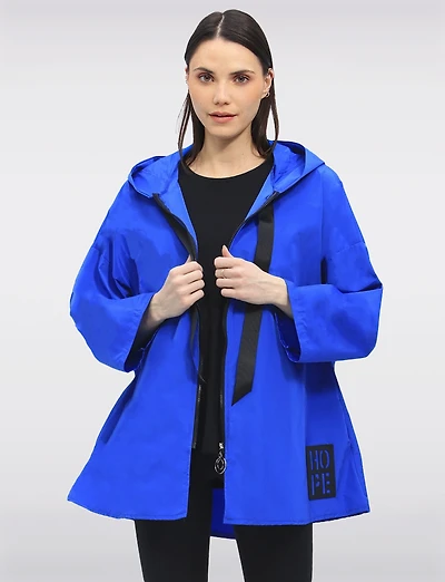 Loose Fit Short Ultralight Windshell Hood Ribbon Drawstring Jacket by Froccella