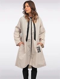 Loose Fit Long Ultralight Windshell Hooded Ribbon Drawstring Jacket by Froccella