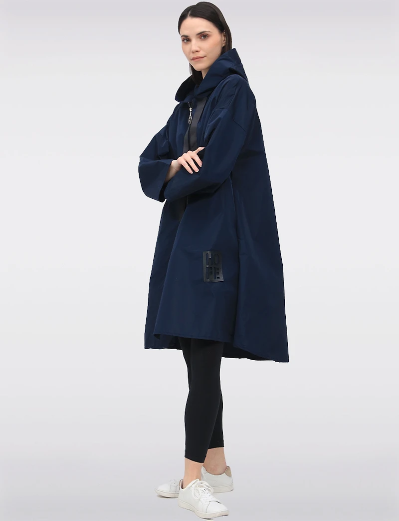 Loose Fit Long Ultralight Windshell Hooded Ribbon Drawstring Jacket by Froccella