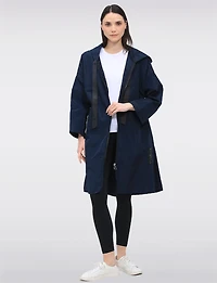 Loose Fit Long Ultralight Windshell Hooded Ribbon Drawstring Jacket by Froccella