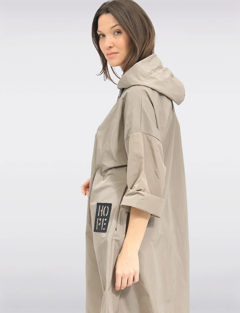 Loose Fit Long Ultralight Windshell Hooded Ribbon Drawstring Jacket by Froccella