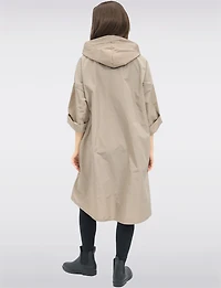 Loose Fit Long Ultralight Windshell Hooded Ribbon Drawstring Jacket by Froccella