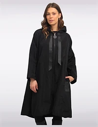 Loose Fit Long Ultralight Windshell Hooded Ribbon Drawstring Jacket by Froccella