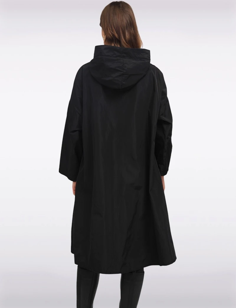 Loose Fit Long Ultralight Windshell Hooded Ribbon Drawstring Jacket by Froccella