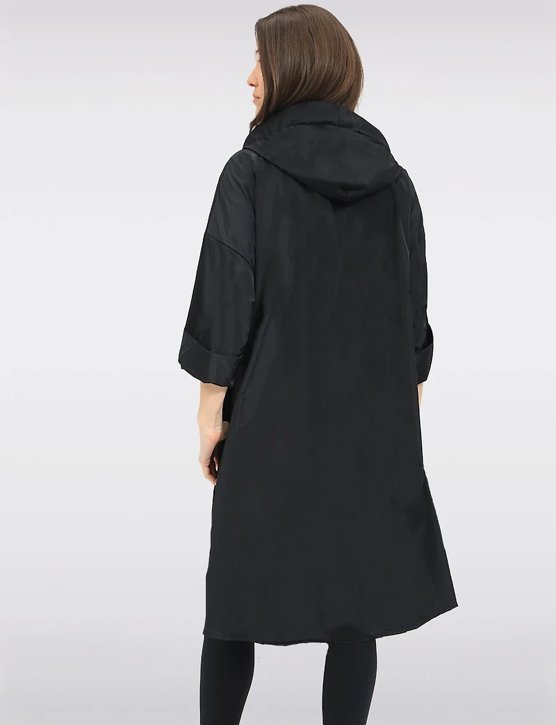 Loose Fit Long Ultralight Windshell Hooded Ribbon Drawstring Jacket by Froccella