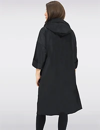 Loose Fit Long Ultralight Windshell Hooded Ribbon Drawstring Jacket by Froccella